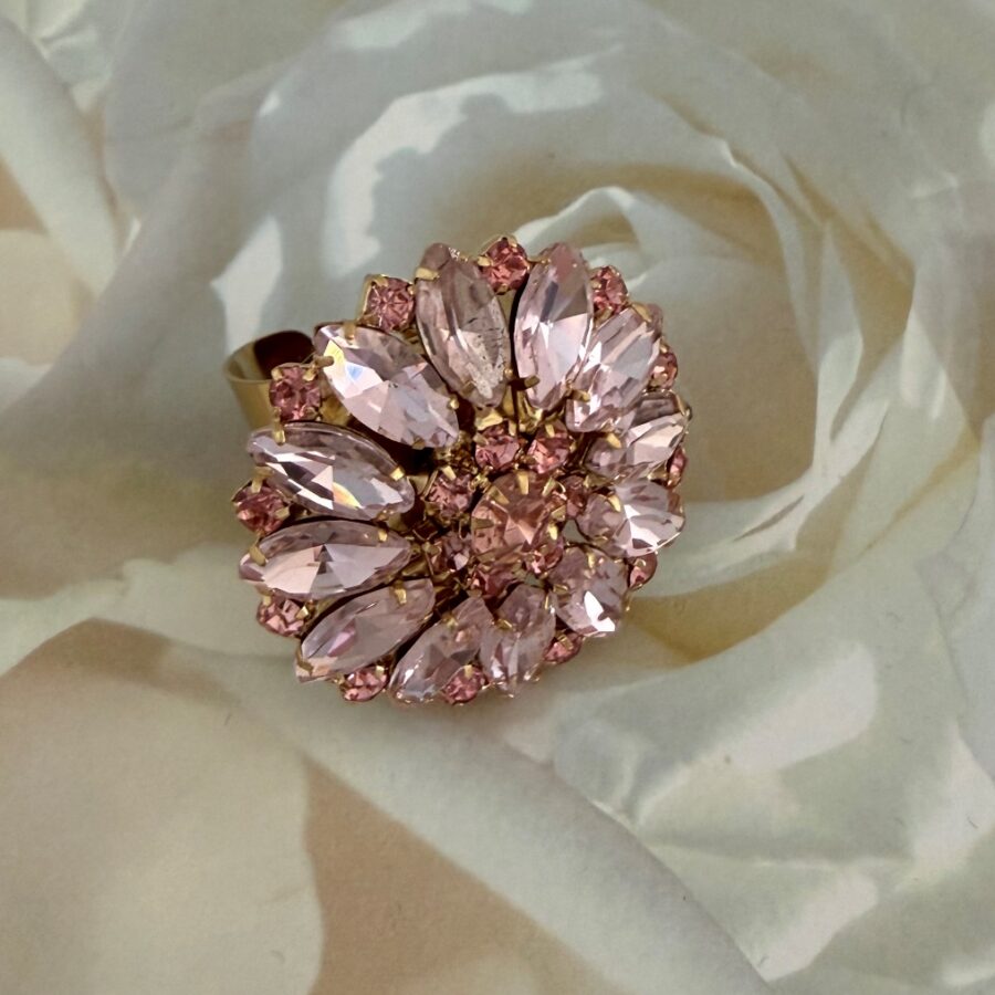 Pink Rhinestone Star Burst Ring